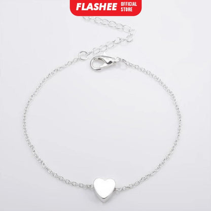 Flashee Gelang Serut Titaniun Perak Zirkon Gelang Liontin Korea Fashion