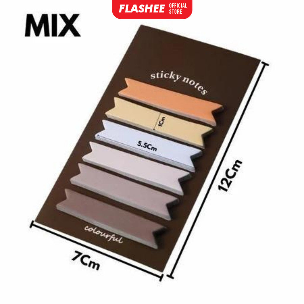 Flashee Sticky Note Gradiasi 6in1 Memo Stick Tempel Notes Pembatas Penanda Kertas