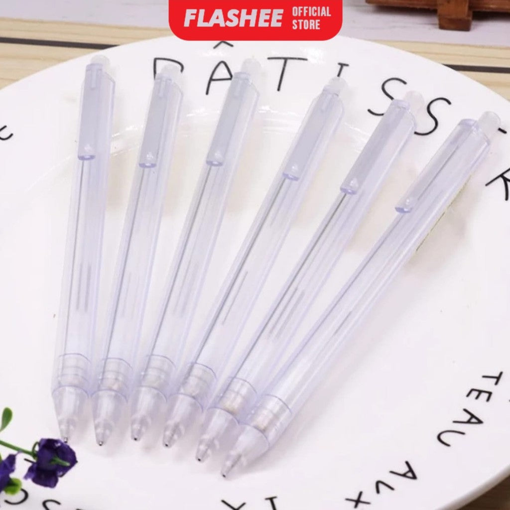 Flashee Pensil Mekanik Transparan 0.5 mm Aesthetic Korean Muji Style Mechanical Isi Ulang