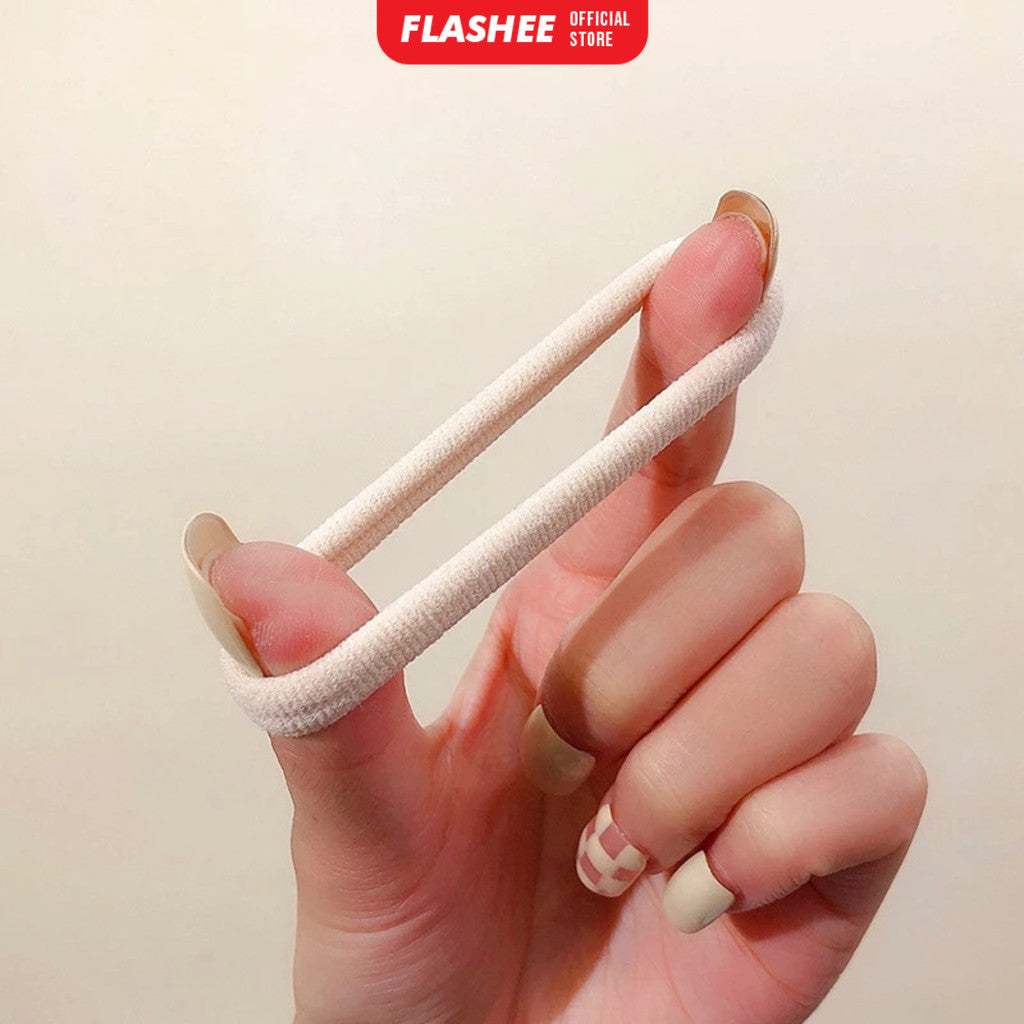 Flashee Ikat Rambut Anak Elastis Isi 20 Pcs Kunciran Wanita Motif Polos Gaya Korea Free Tabung