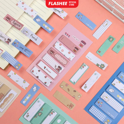 Flashee Sticky Notes Motif Lucu 6 IN 1 Tempelan Kertas Pembatas Buku Cute Memo Mini