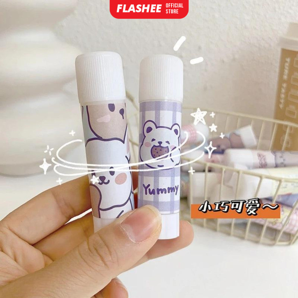 Flashee Lem Perekat Kertas Glue Stick Batang Putar Motif Lucu Lem Kertas Stick