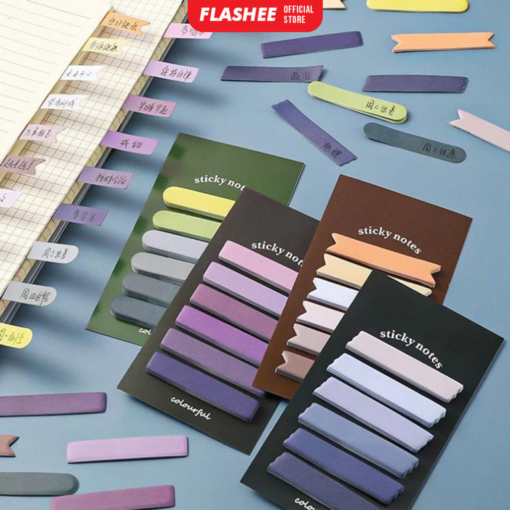 Flashee Sticky Note Gradiasi 6in1 Memo Stick Tempel Notes Pembatas Penanda Kertas