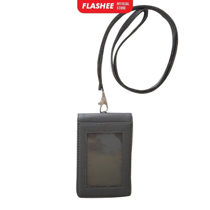 Flashee Lanyard ID Card Holder Harper Lanyard Name Tag Kulit Dua Sisi Bolak Balik Mika Kancing