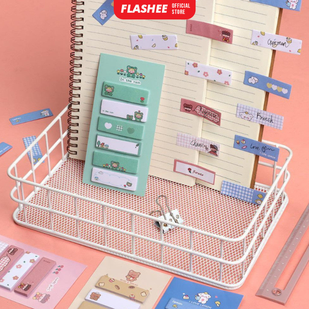 Flashee Sticky Notes Motif Lucu 6 IN 1 Tempelan Kertas Pembatas Buku Cute Memo Mini