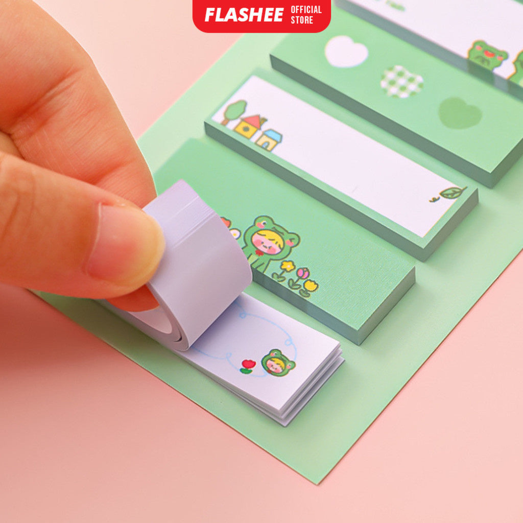 Flashee Sticky Notes Motif Lucu 6 IN 1 Tempelan Kertas Pembatas Buku Cute Memo Mini