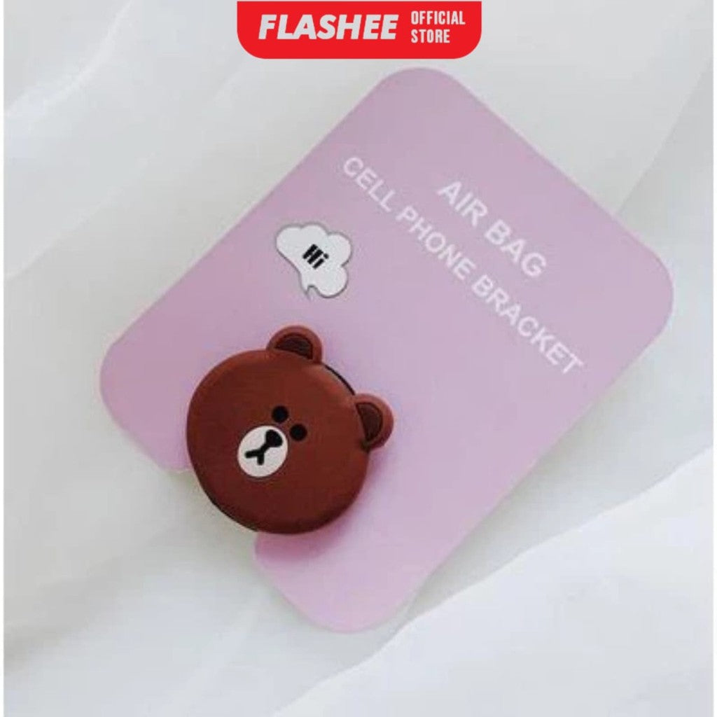 Flashee Pop Socket Karakter Lucu Motif Bear Grip Aksesoris Handphone Lucu Phone Holder 3D