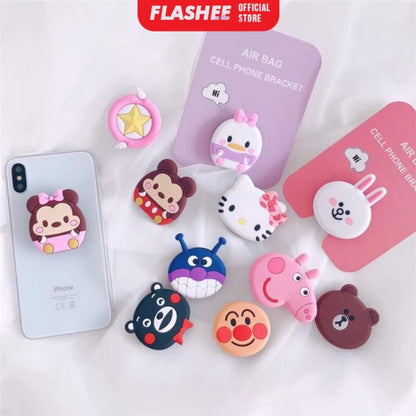 Flashee Pop Socket Karakter Lucu Motif Bear Grip Aksesoris Handphone Lucu Phone Holder 3D