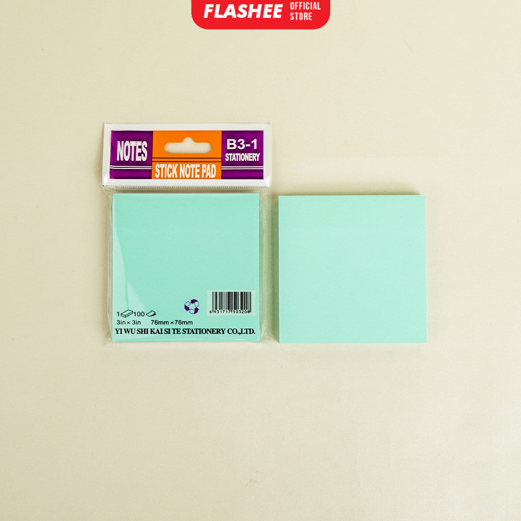 Flashee Sticky Note Polos Memo Stick 100 Sheets Kertas Sticky Notes Tempel Buku Tulis Organizer