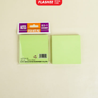 Flashee Sticky Note Polos Memo Stick 100 Sheets Kertas Sticky Notes Tempel Buku Tulis Organizer
