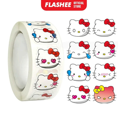 Flashee Stiker Roll Kartun Lucu Isi 500 Lembar Sticker Roll Dekorasi Stiker Memo Motif Cartoon