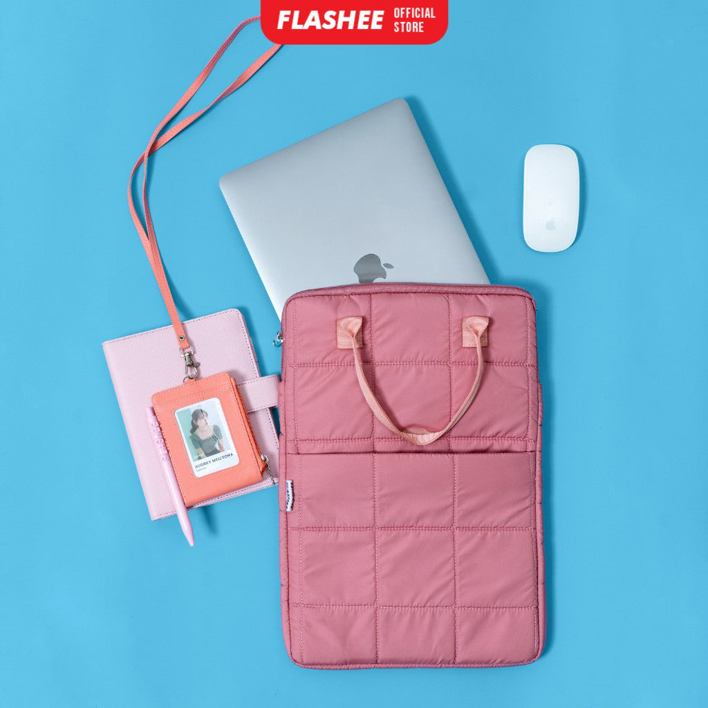 Flashee Tas Laptop Jinjing Waterproof  Bahan Puffy Sleeve Cover Laptop 14 Inch