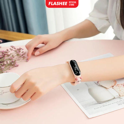 Flashee Jam Tangan Pippa Digital Elektronik Tahan Air Led Rubber Motif Jam Tangan Anak Wanita Laki