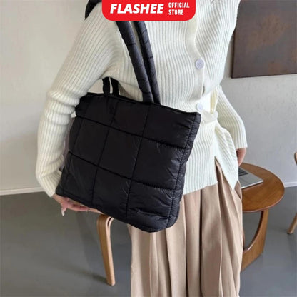 Flashee Puffy Bag Karen Tote Bag Resleting Tas Wanita Tas Laptop Kekinian Tas Kuliah