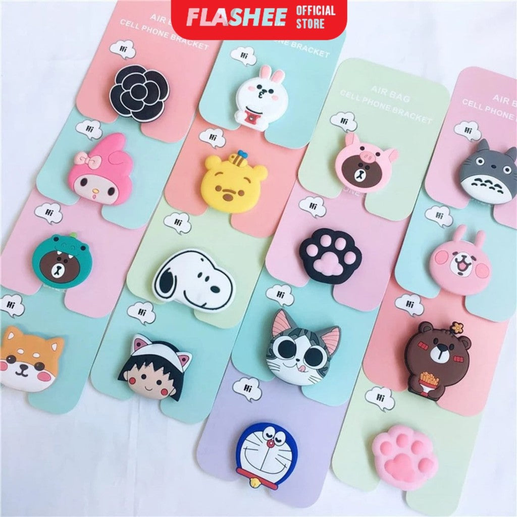 Flashee Pop Socket Karakter Lucu Motif Bear Grip Aksesoris Handphone Lucu Phone Holder 3D