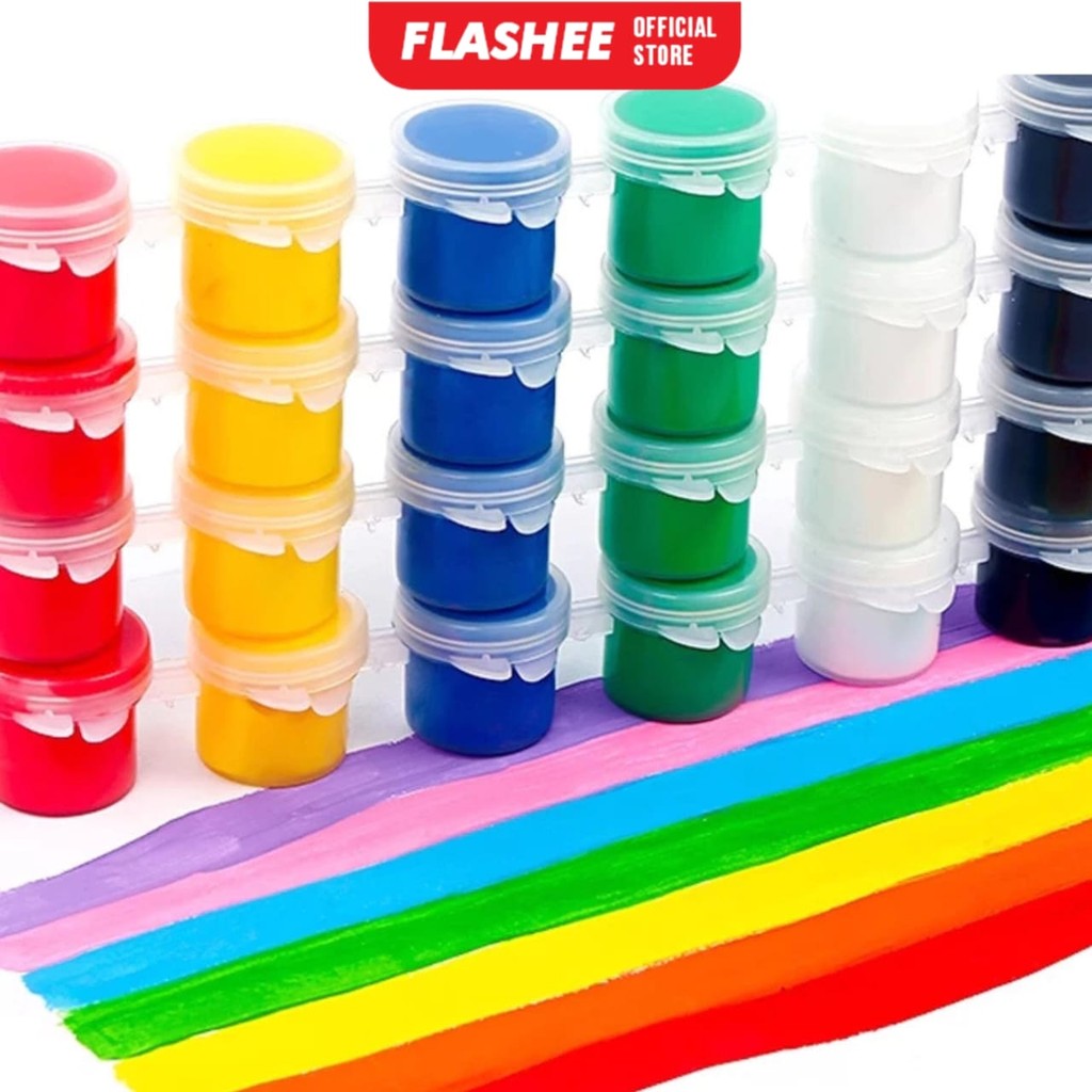 Flashee 1 Set Cat Lukis Akrilik Mini Ukuran 3 ml 12 Warna Cat Akrilik Kanvas Lukisan Kanvas