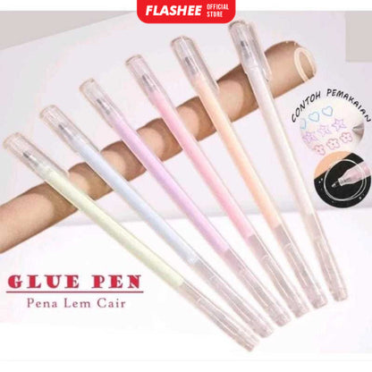 Flashee Pulpen Lem Cair Glue Pen Colour Lem Kertas Cepat Kering Lem Cair Anti Bocor Bentuk Pulpen