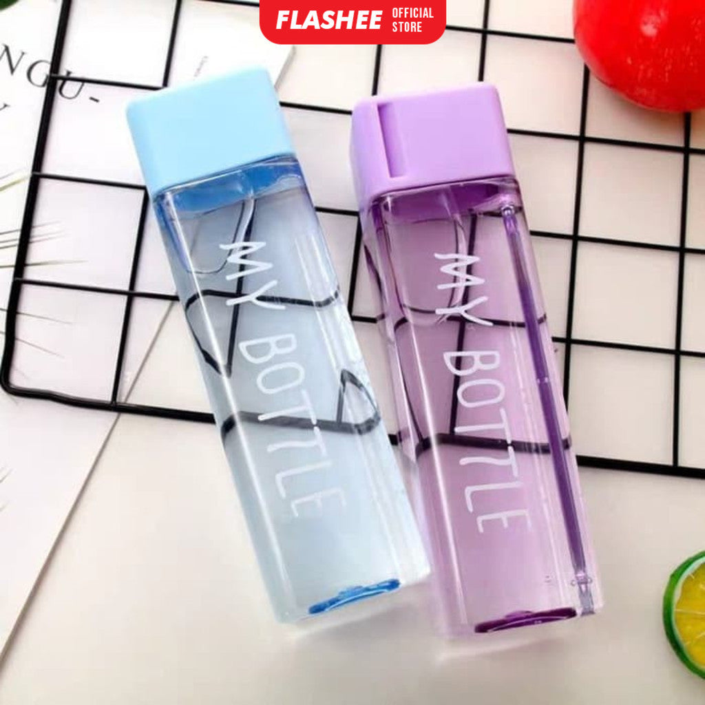 Flashee My Bottle Kotak Botol Minum Transparan 500ml Botol Persegi Plastik