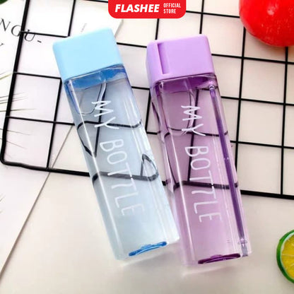 Flashee My Bottle Kotak Botol Minum Transparan 500ml Botol Persegi Plastik