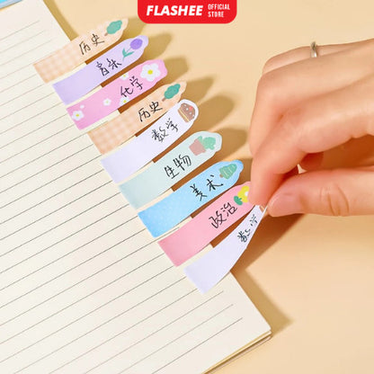 Flashee Sticky Notes Karakter 8IN1 Tempelan Kertas Catatan Pembatas Buku Karakter Penanda Buku