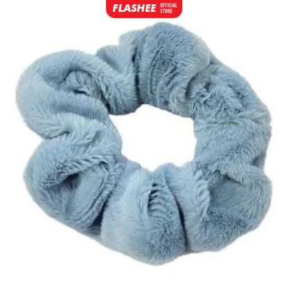 Flashee Ikat Rambut Korea Scrunchie Hijab Kunciran Lingkar Besar Bulu Cepol Aksesoris Rambut Fashion