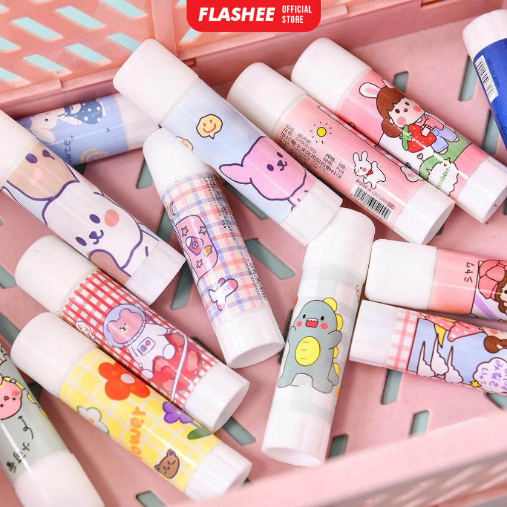 Flashee Lem Perekat Kertas Glue Stick Batang Putar Motif Lucu Lem Kertas Stick