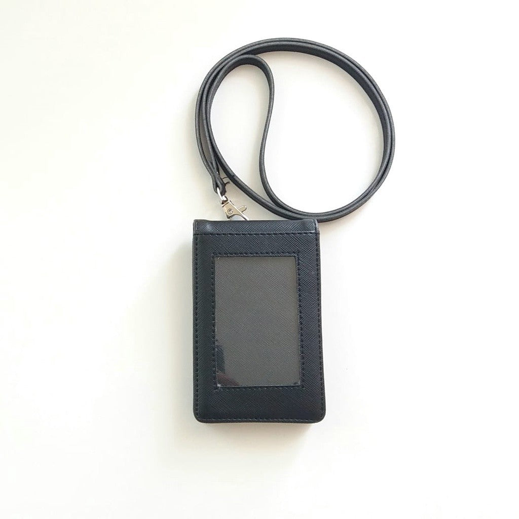 Flashee Lanyard ID Card Holder Harper Lanyard Name Tag Kulit Dua Sisi Bolak Balik Mika Kancing