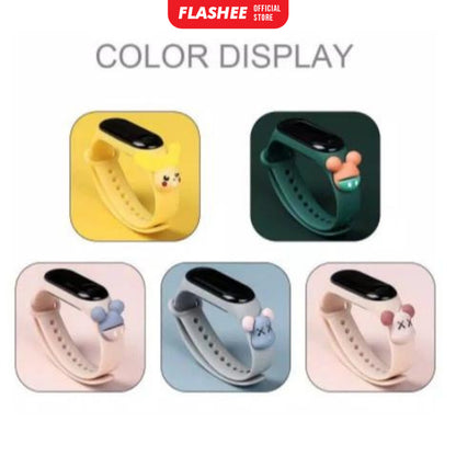 Flashee Jam Tangan Pippa Digital Elektronik Tahan Air Led Rubber Motif Jam Tangan Anak Wanita Laki