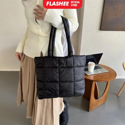 Flashee Puffy Bag Karen Tote Bag Resleting Tas Wanita Tas Laptop Kekinian Tas Kuliah