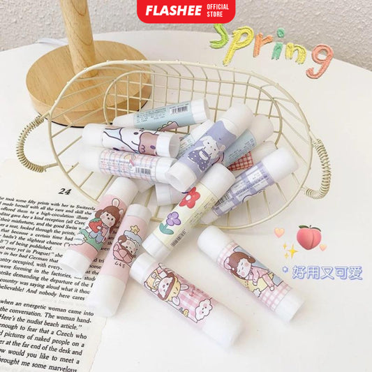 Flashee Lem Perekat Kertas Glue Stick Batang Putar Motif Lucu Lem Kertas Stick
