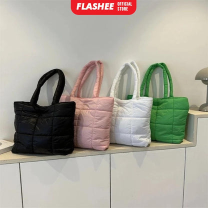 Flashee Puffy Bag Karen Tote Bag Resleting Tas Wanita Tas Laptop Kekinian Tas Kuliah