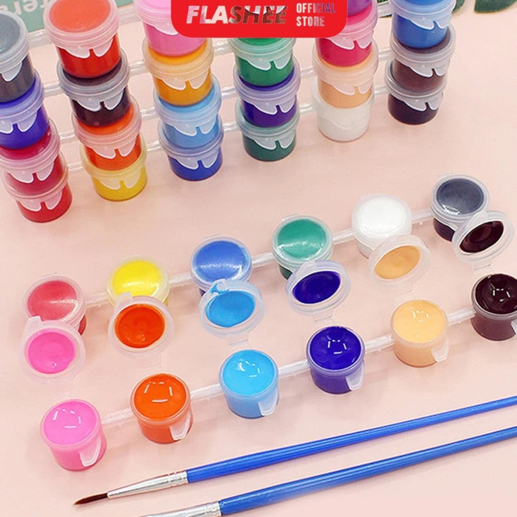 Flashee 1 Set Cat Lukis Akrilik Mini Ukuran 3 ml 12 Warna Cat Akrilik Kanvas Lukisan Kanvas