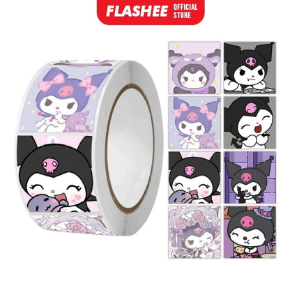 Flashee Stiker Roll Kartun Lucu Isi 500 Lembar Sticker Roll Dekorasi Stiker Memo Motif Cartoon