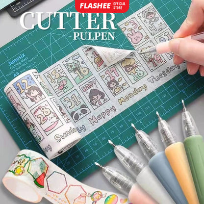 Flashee Cutter Pen Pisau Pulpen Ukir Kertas Mini Pen Cutter Pena Pisau
