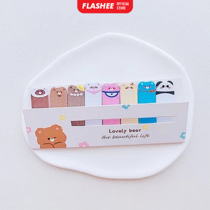Flashee Sticky Notes Karakter 8IN1 Tempelan Kertas Catatan Pembatas Buku Karakter Penanda Buku