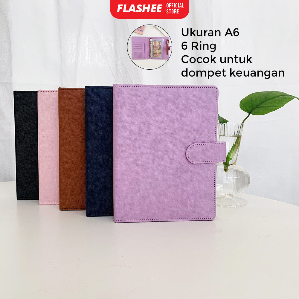 Flashee Binder Polos Keuangan A6 Ring 6 Notebook Binder A6 Lubang 6 Ring  Buku Catatan