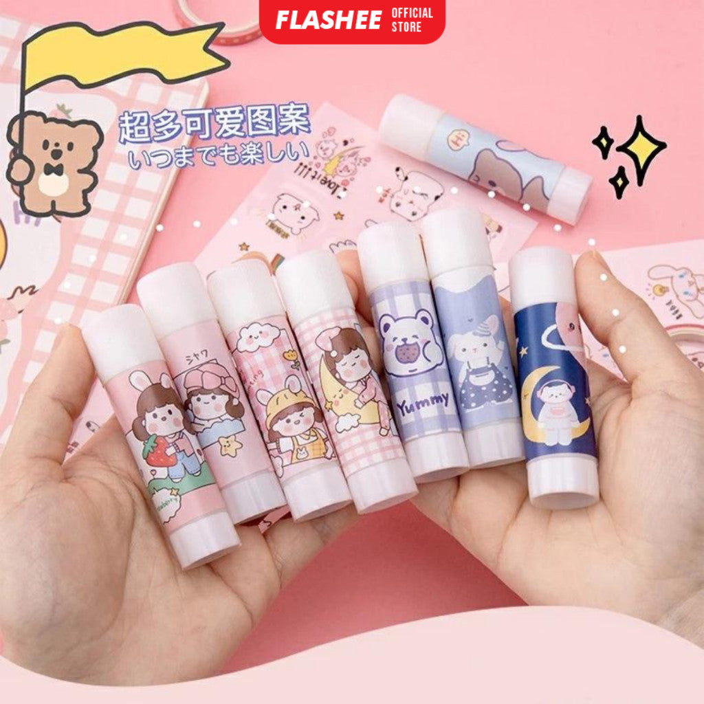 Flashee Lem Perekat Kertas Glue Stick Batang Putar Motif Lucu Lem Kertas Stick