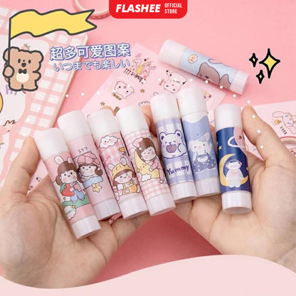 Flashee Lem Perekat Kertas Glue Stick Batang Putar Motif Lucu Lem Kertas Stick