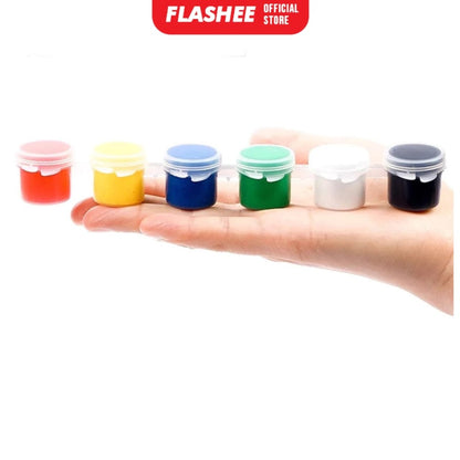 Flashee 1 Set Cat Lukis Akrilik Mini Ukuran 3 ml 12 Warna Cat Akrilik Kanvas Lukisan Kanvas