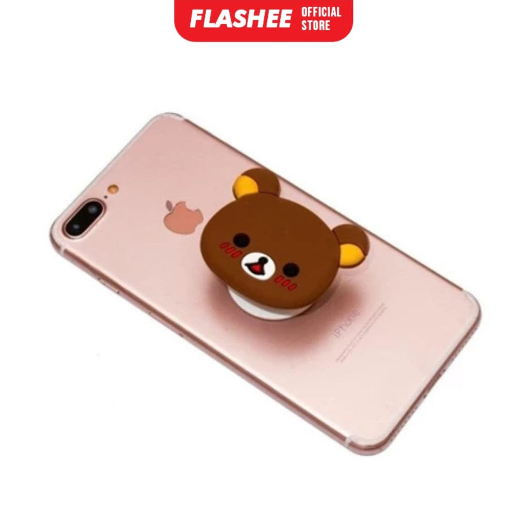Flashee Pop Socket Karakter Lucu Motif Bear Grip Aksesoris Handphone Lucu Phone Holder 3D