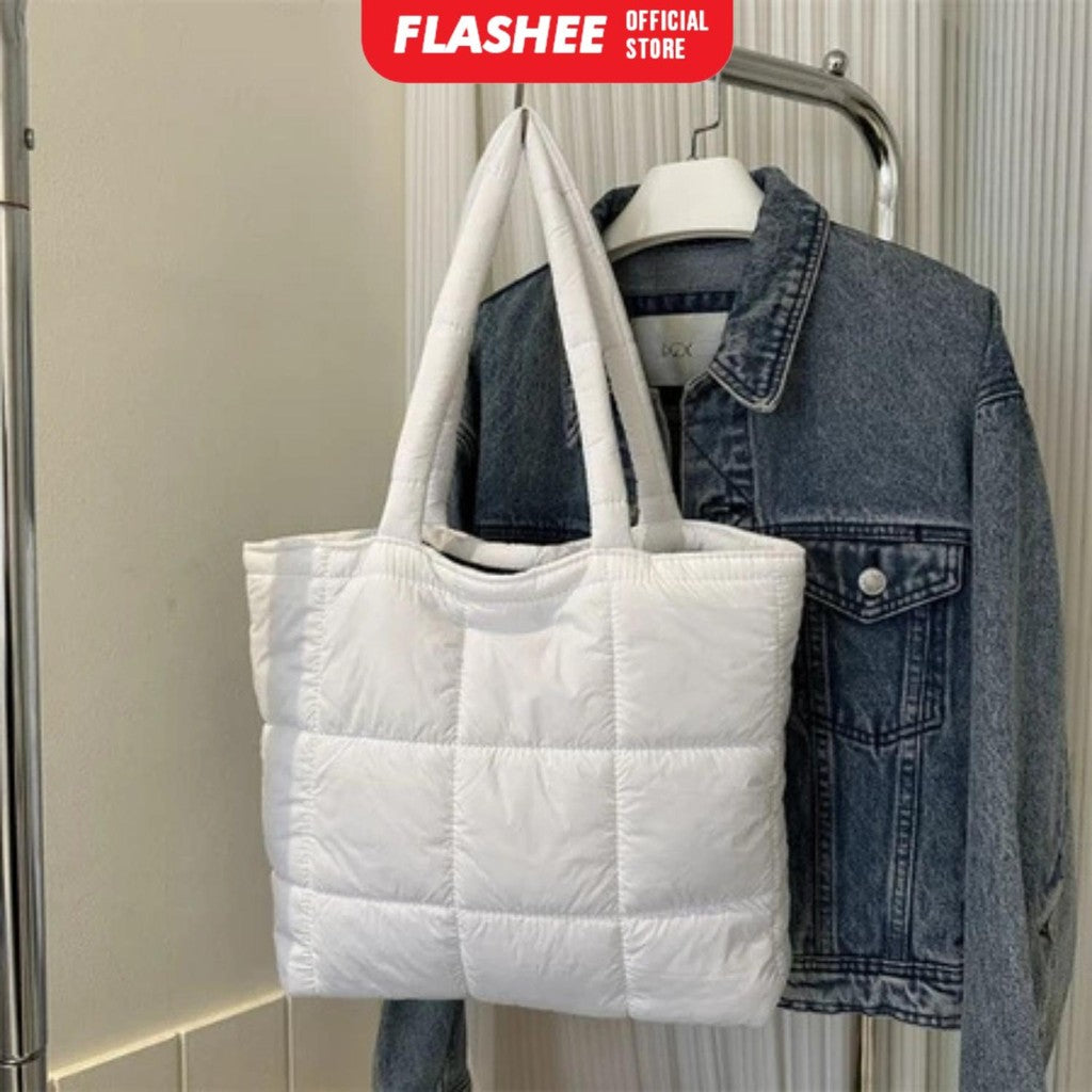 Flashee Puffy Bag Karen Tote Bag Resleting Tas Wanita Tas Laptop Kekinian Tas Kuliah