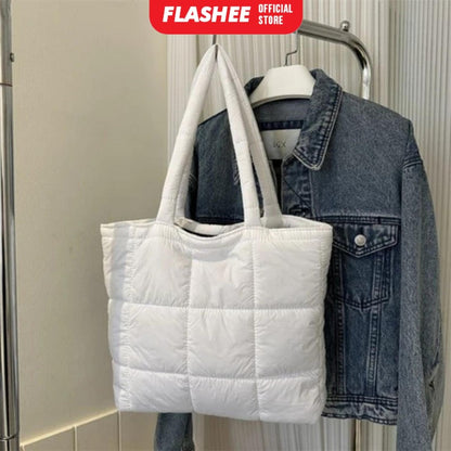 Flashee Puffy Bag Karen Tote Bag Resleting Tas Wanita Tas Laptop Kekinian Tas Kuliah