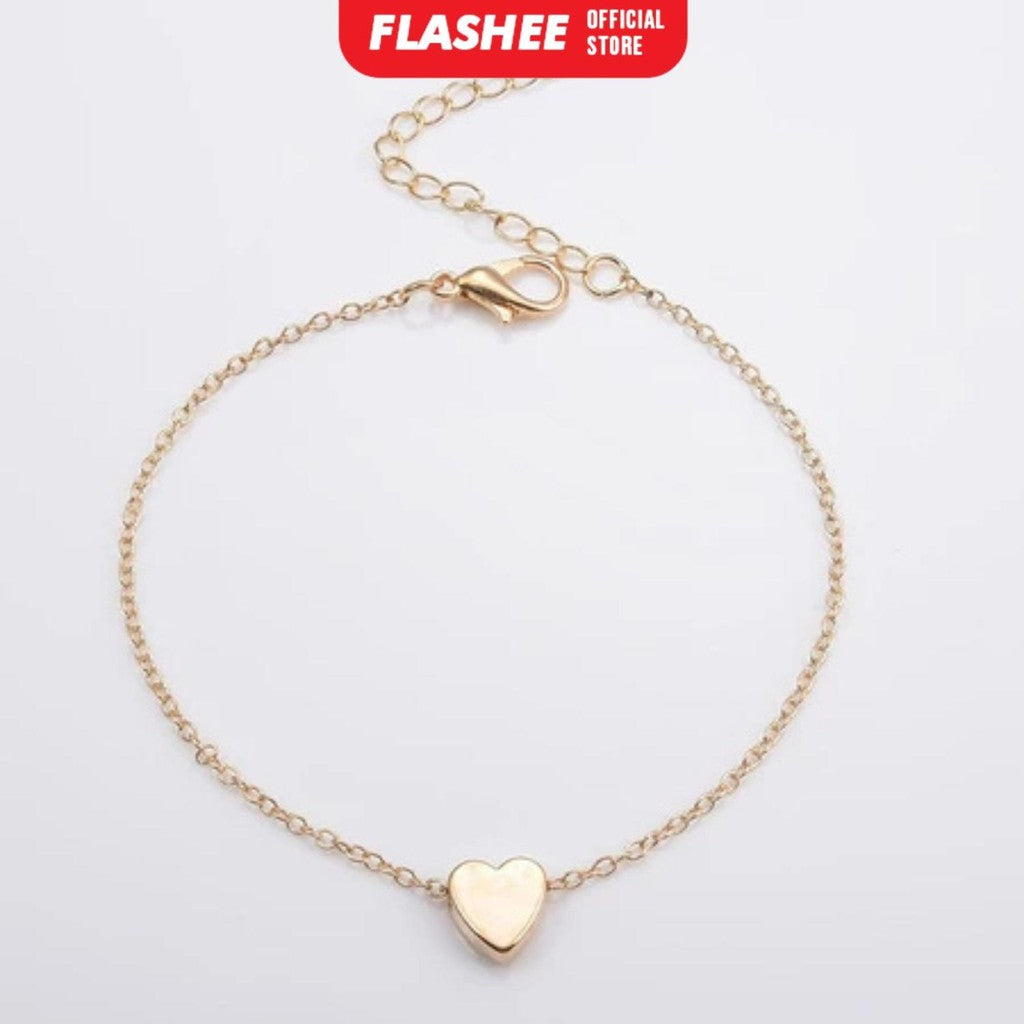 Flashee Gelang Serut Titaniun Perak Zirkon Gelang Liontin Korea Fashion