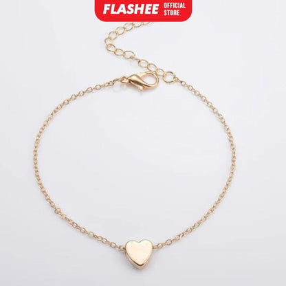Flashee Gelang Serut Titaniun Perak Zirkon Gelang Liontin Korea Fashion