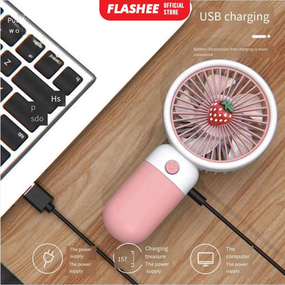 Flashee Kipas Angin Genggam Mini Portable Bentuk Buah Kipas Angin Mini Portable Dengan Stand Holder