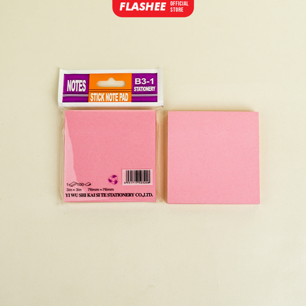 Flashee Sticky Note Polos Memo Stick 100 Sheets Kertas Sticky Notes Tempel Buku Tulis Organizer