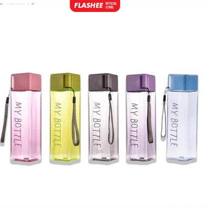 Flashee My Bottle Kotak Botol Minum Transparan 500ml Botol Persegi Plastik