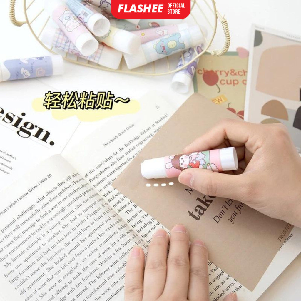 Flashee Lem Perekat Kertas Glue Stick Batang Putar Motif Lucu Lem Kertas Stick