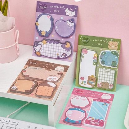 Flashee Sticky Notes Lucu 3 IN 1 Tempelan Kertas Catatan 60 Lembar Pembatas Buku Motif Lucu
