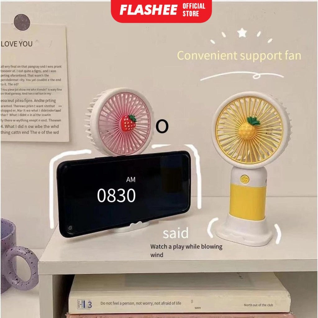Flashee Kipas Angin Genggam Mini Portable Bentuk Buah Kipas Angin Mini Portable Dengan Stand Holder